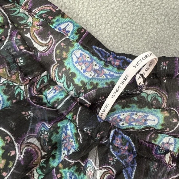 Victorias Secret Beach Dress Womens Medium Black Maxi Paisley Sheer Cover Up - Picture 4 of 16